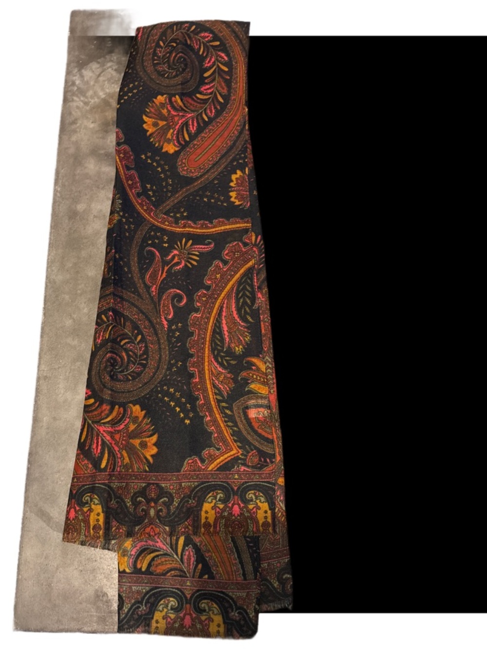 Vintage Paisley Black Scarf with Autumn Hues NWOTS - Picture 13 of 13